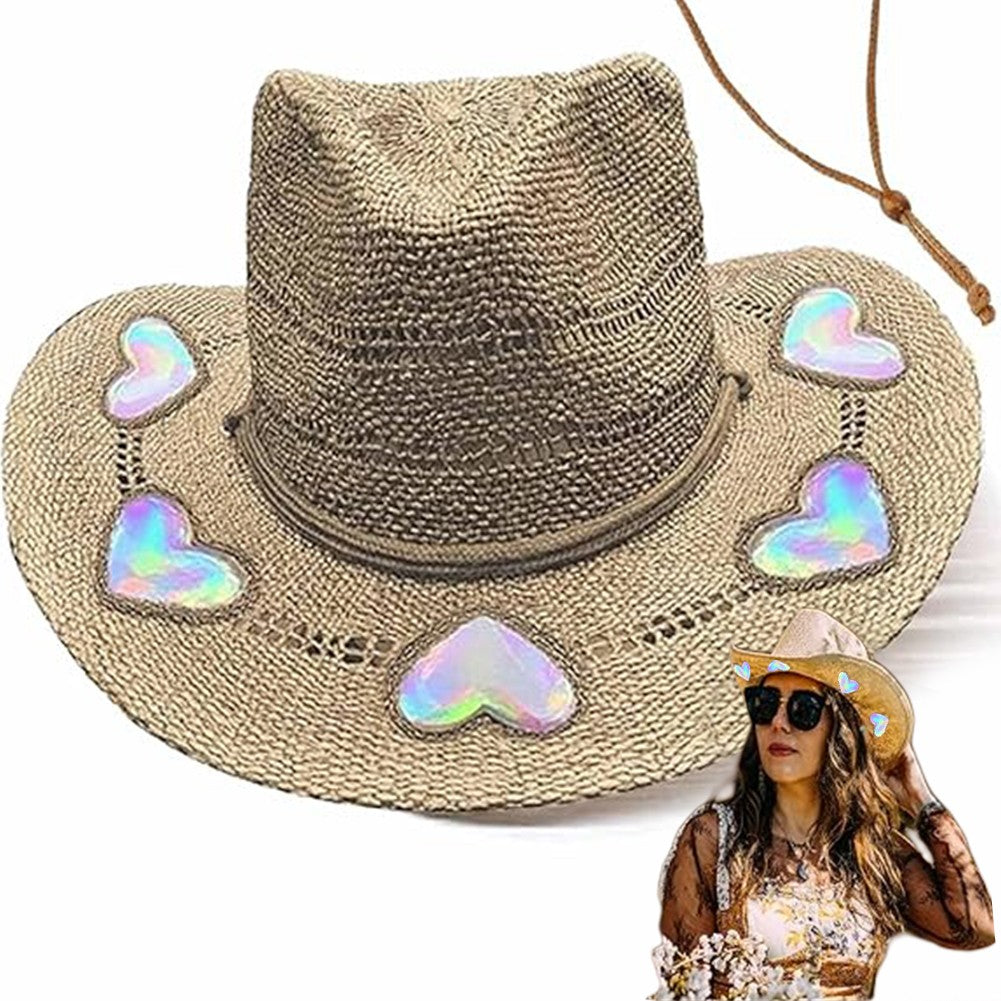 Straw Beach Sun Hat for Women Girls Shapeable Cowgirl Hat Vintage Summer Woven Sun Hat for Summer Travel