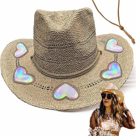Straw Beach Sun Hat for Women Girls Shapeable Cowgirl Hat Vintage Summer Woven Sun Hat for Summer Travel