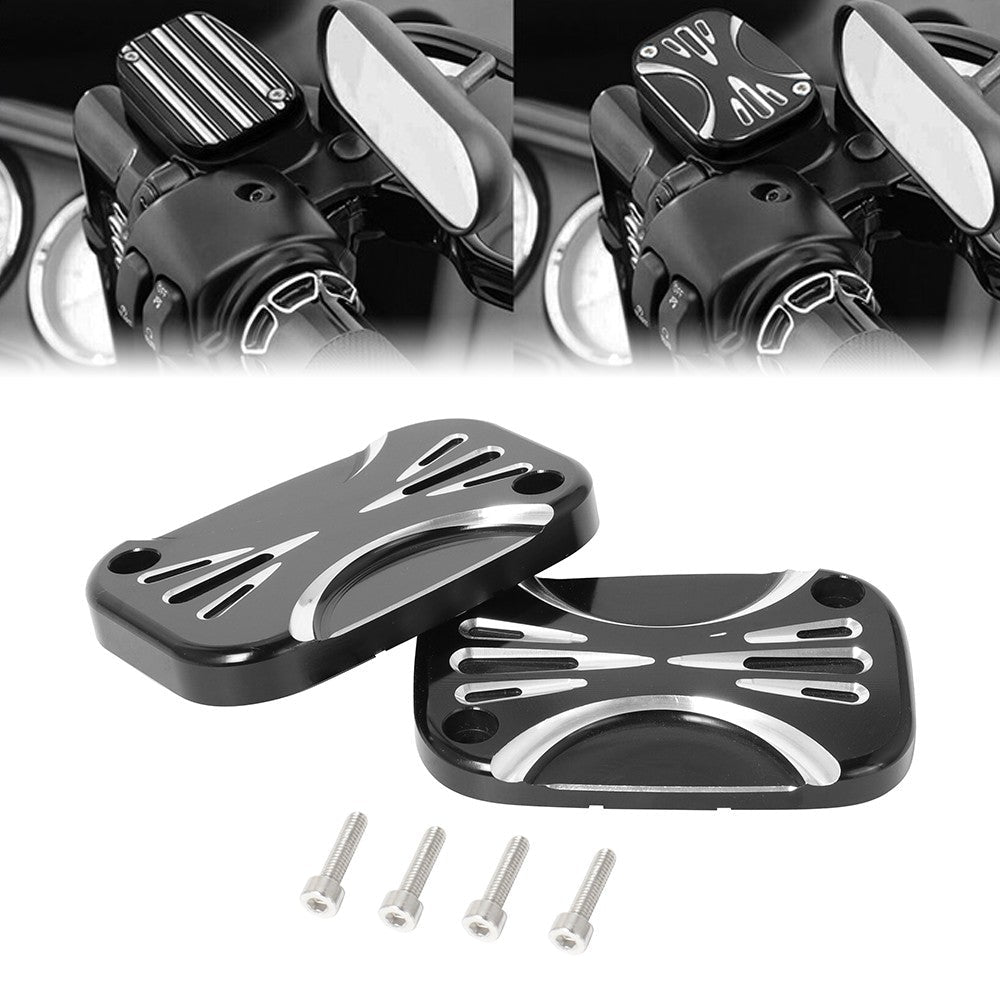 Motorcycle CNC Brake Reservoir Master Cylinder Cover F&R For Harley Touring Road King Street Electra Glide Ultra V-Rod Night Rod