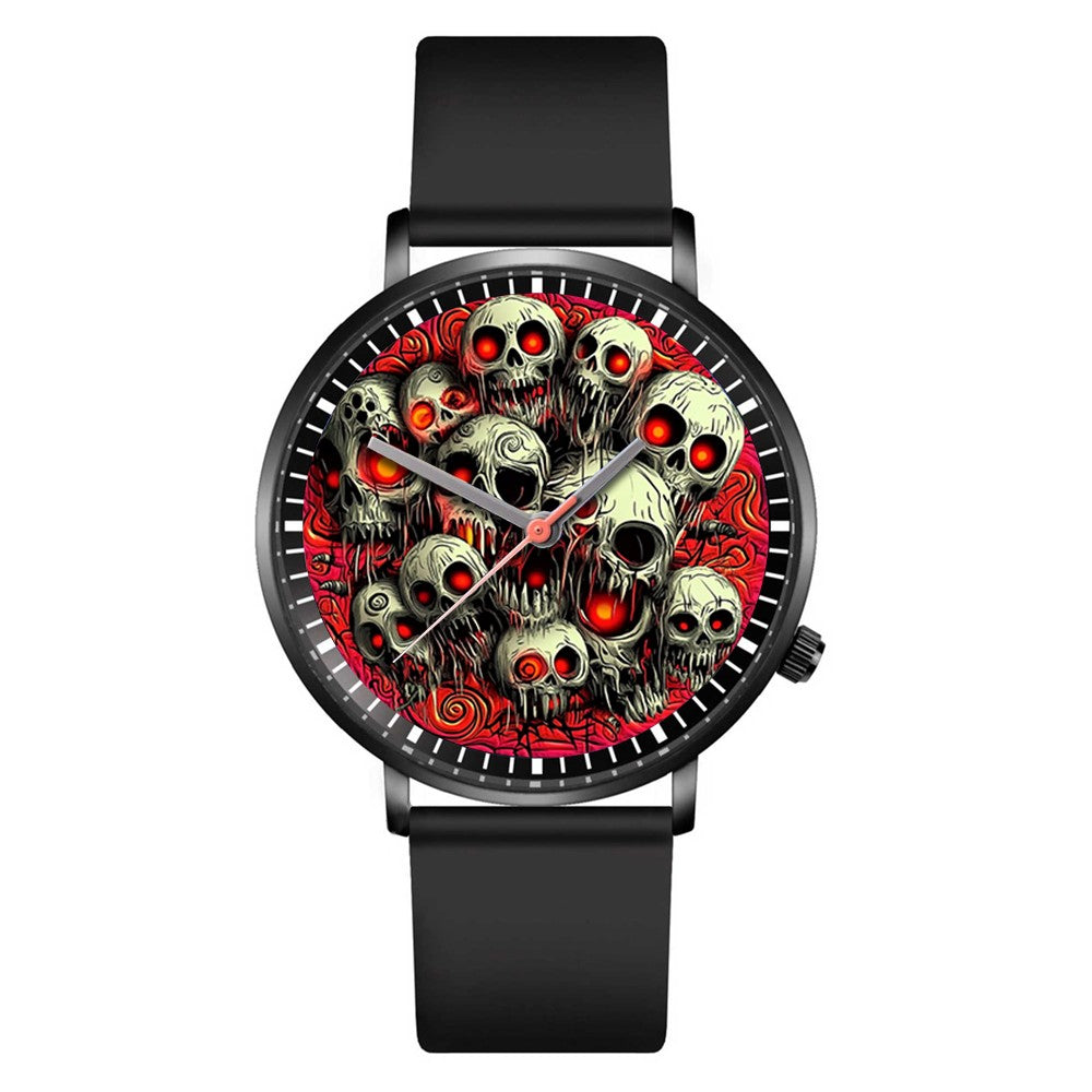 Fashion Pumpkin Design Men's and Women's Quartz Watch Casual Black Silicone Halloween Gift Fashion Women's Wristwatch