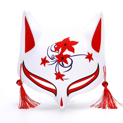 New Fashion Anime Fox Mask Hand-Painted Half Face Cat Mask With Tassels Bell Halloween Masquerade Party Festival Cosplay Gift