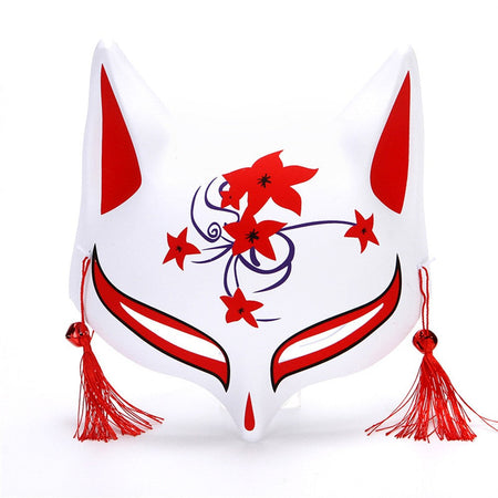 New Fashion Anime Fox Mask Hand-Painted Half Face Cat Mask With Tassels Bell Halloween Masquerade Party Festival Cosplay Gift