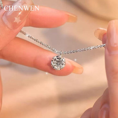 TEN CARATS s925 Sterling Silver VVS1 Moissanite Classic Crown Necklace for Women  Gift GRA Certified Jewelry free delivery