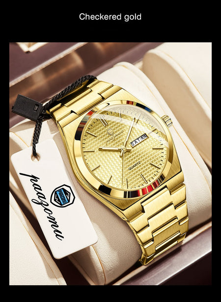 PAAZOMU Original Luxury Men Clock Fashion Luminous Waterproof Chronograph Date Watch For Man Leather Quartz Men's Watches Reloj