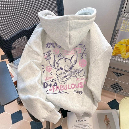 Cute Cartoon Stitch Series Fashion Sweater Kawaii Disney Peripheral Autumn New Trendy Oversize Hooded Jacket Gift for Friends