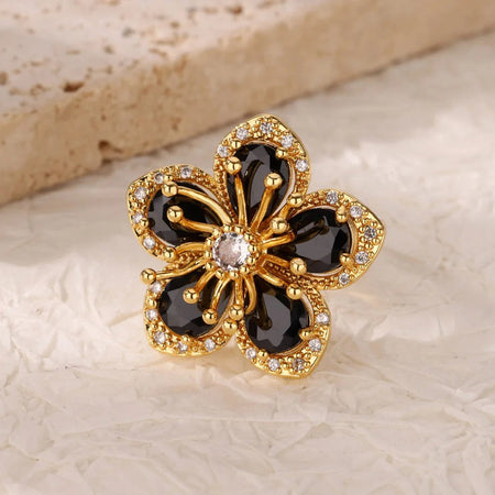 Luxury Stainless Steel Rings Gold Plated Colorful Stone Zircon Crystal Heart Ring For Women Wedding Boho Jewelry Christmas Gift