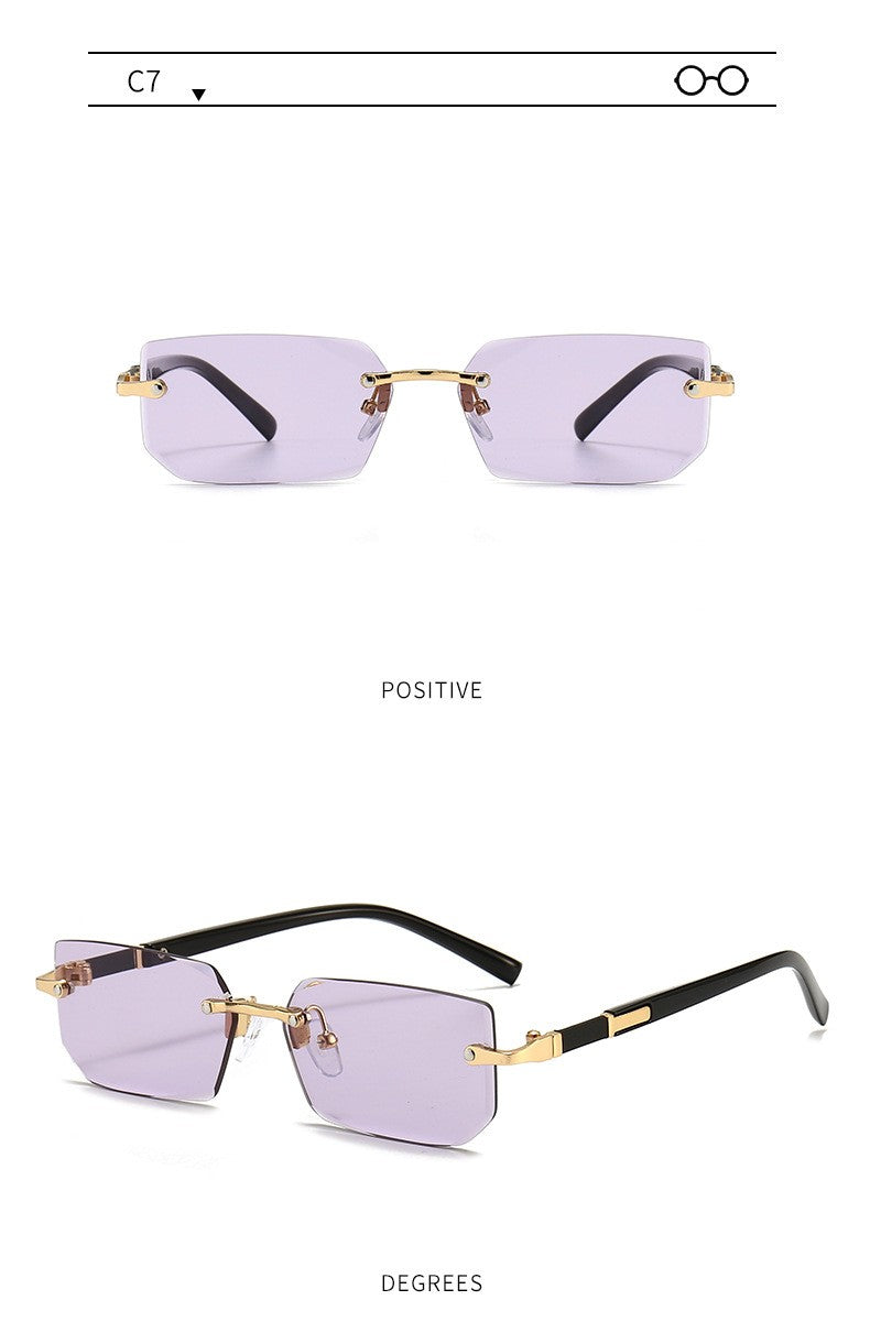 Rimless Sunglasses Rectangle Fashion Popular Women Men Shades Small Square Sun Glasses for Female Male Summer Traveling Oculos
