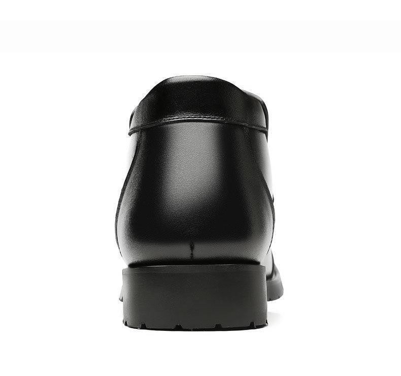 Snow Boots for Men Leather Black British Style Winter Shoes Man Casual Thick Plush Work High Quality Anti Slip Fleece Fashion