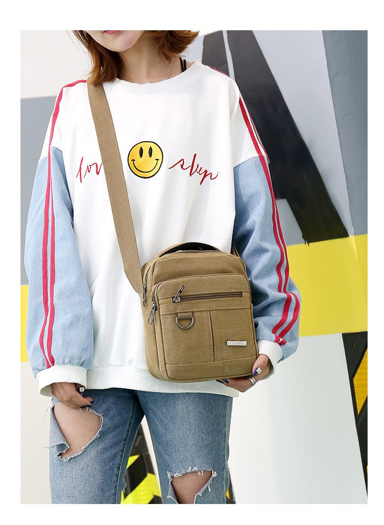 Canvas Shoulder Bag Men's New Korean Style Canvas Messenger Bag Outdoor Leisure Travel Portable Shoulder Bag Purse Handbag