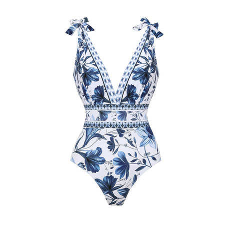 Bikinis De Mujer 2025 V Neck Lace Up Printed One Piece Swimsuit and Skirt Sexy Beach Outfits Women Es De Baño 2024 Mujer