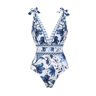 Bikinis De Mujer 2025 V Neck Lace Up Printed One Piece Swimsuit and Skirt Sexy Beach Outfits Women Es De Baño 2024 Mujer