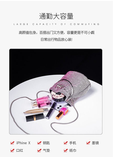 Women's bag 2024 a w bucket bags Women's inlaid diamond bag Fashion dinner women luxury single shoulder designer handbags