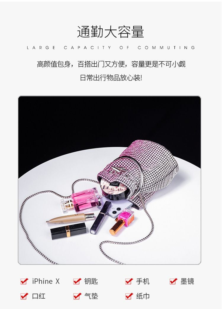 Women's bag 2024 a w bucket bags Women's inlaid diamond bag Fashion dinner women luxury single shoulder designer handbags