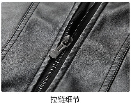 Men Coat Zipper Solid Jackets Long Sleeve Cardigan Leather Outerwear Loose Pockets High Street 2025 Spliced Faux Leather