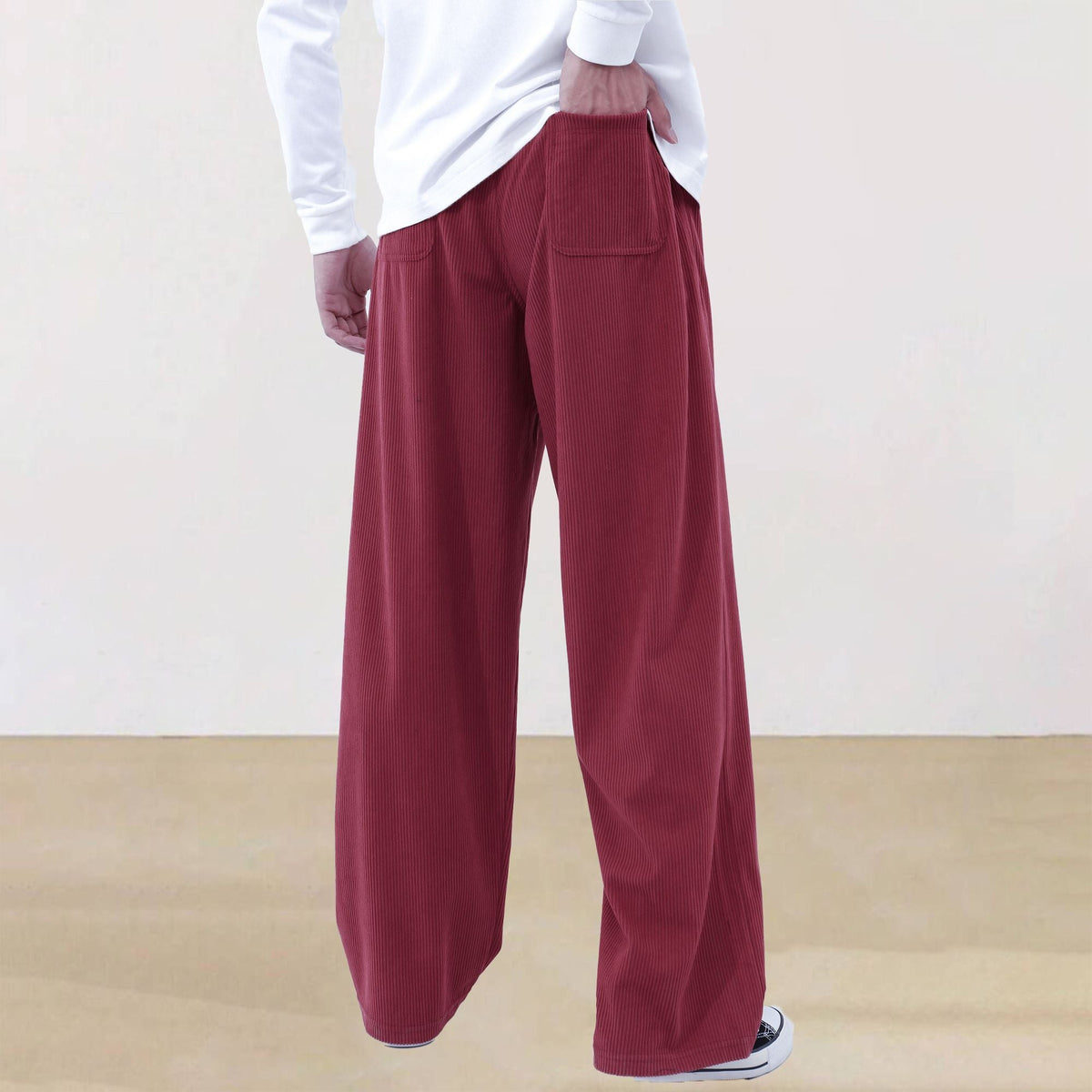 Mens Corduroy Joggers Pants Casual Cargo Pants Drawstring Elastic Waist Baggy Tapered Sweatpants with Pockets Outdoor Sweatpants