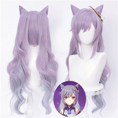STOCK Keqing Wig Game Genshin Impact Cosplay Gradient Cosplay Wig DokiDoki Genshin Impact Keqing Cosplay Dyeing Hair