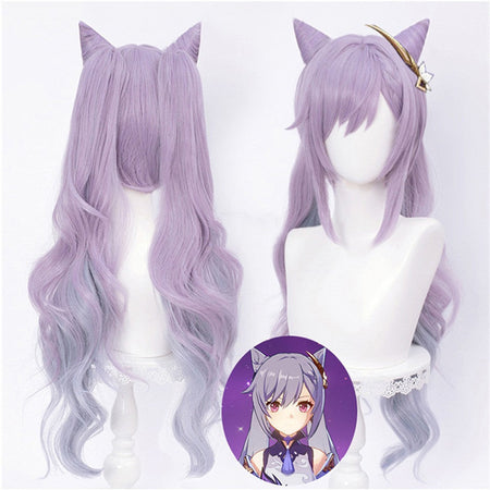STOCK Keqing Wig Game Genshin Impact Cosplay Gradient Cosplay Wig DokiDoki Genshin Impact Keqing Cosplay Dyeing Hair