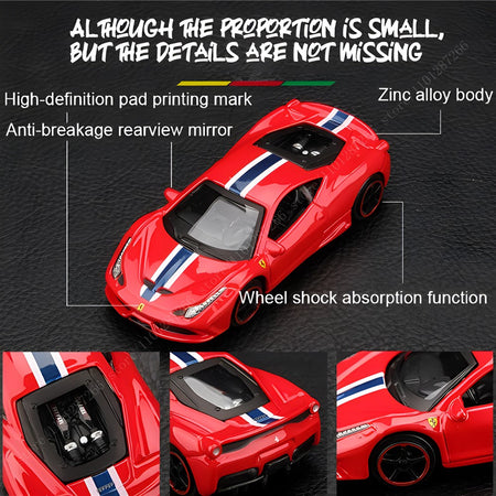 Bburago 1:64 Ferrari Enzo Replica Car Model Scale F40 F50 458 488 296 Diecast Traffic Miniature Art Figure Kid Boy Toy