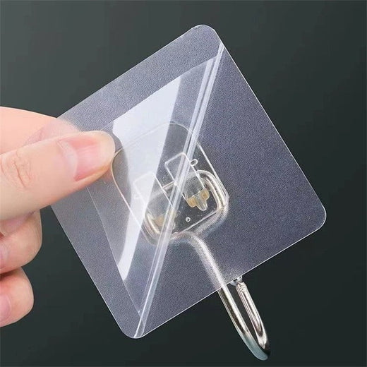 Big Size Hook Self-Adhesive PVC Stainless Steel Transparent Multi-Purpose Wall Holder Door Rack Kitchen Storage Organizer Home