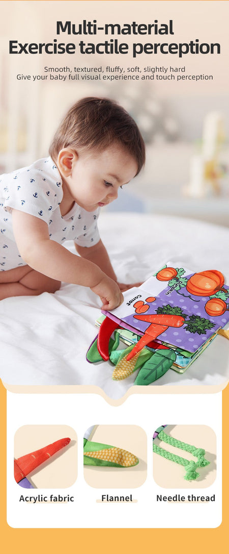 Baby Cloth Book 6-page 0-3 Year Old Infant Early Education Toys Vegetable Enlightenment Cognition Cloth Book Baby Toys