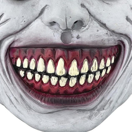 Scary Demon Halloween Mask Creepy White Face Cover Cosplay Prop for Haunted House Horror Party Costume Dress Up