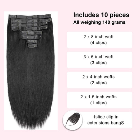 Bone Straight Clip In Human Hair 2/3/5 Pcs/Set 100% Nature Unprocessed Brazilian Virgin Clip on Weave Hair Extension for Women