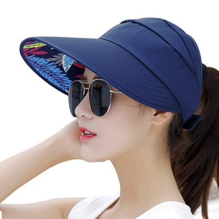 Summer Sun Protection Folding Sun Hat For Women Wide Brim Cap Ladies Beach Visor Hat Girl Holiday UV Protection Sun Hat