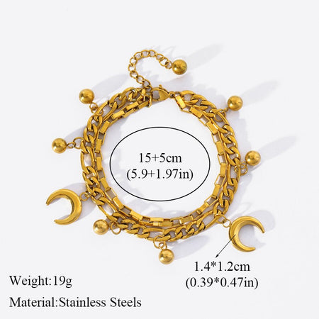 EILIECK 316L Stainless Steel Gold Color Starfish Moon Star Charm Bracelet For Women New Trendy Wrist Chain Jewelry Gift Party