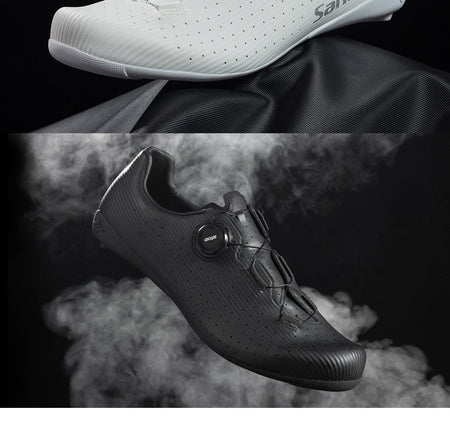 Santic Carbon Fiber Cycling Shoes Outdoor Wear Resistant Road Riding Sneakers Unisex Men Women Adjustable Pro Racing Bicyle Shoe