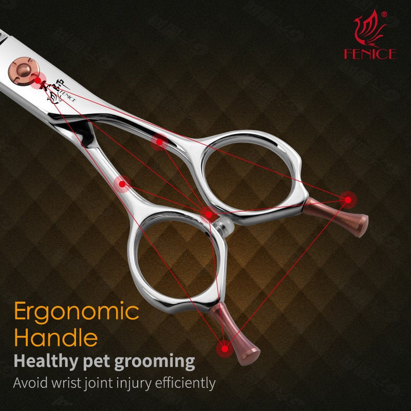 Fenice ZB Professional 6.5/7.0 Inch JP440CDog Grooming Curved Chunker/Thinner/Fluffy Scissors for Dog Groomer/Family Use