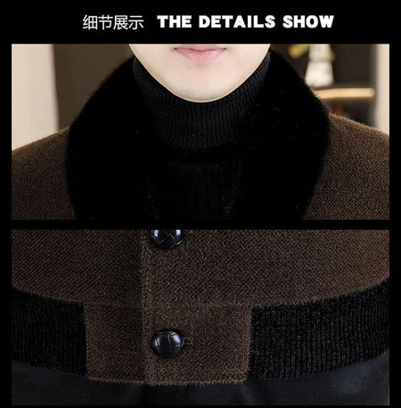 2024 Winter Woolen Jacket for Men Thick and Plush Warm Lapel Trench Coat Casual Business Wool Blends Social Streetwear Overcoat