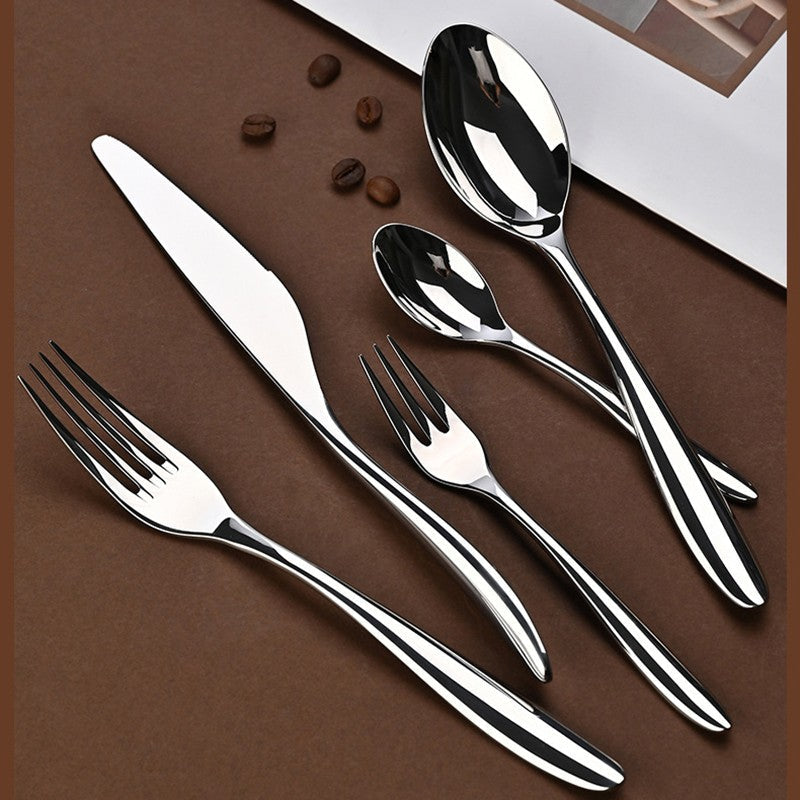 5Pcs 304 stainless steel tableware set steak knife fork cutlery set restaurant kitchen Home commercial high-end dinnerware