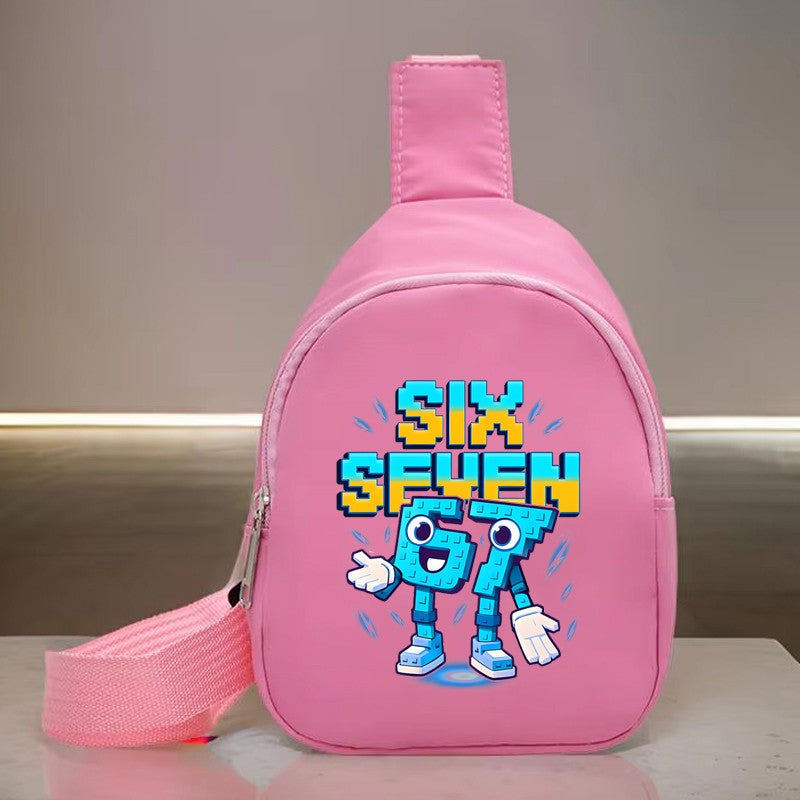 Children's Chest Bag Six Seven Mini Crossbody Bags for Girl Boy Italian Brainrot 6 7 Purses Handbags Long Strap Shoulder Bag