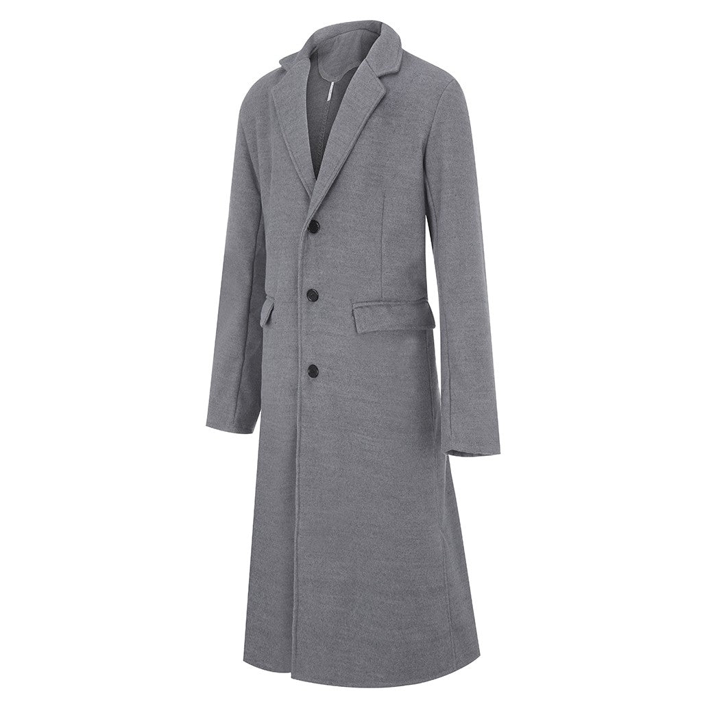 Korean Trend Men's Loose Casual Single-breasted Overcoat Autumn Winter Fashion New Long Sleeve Woolen Long Coat 2023