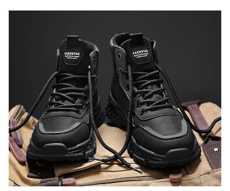 Men's work boots winter lace-up men's shoes warm safety platform size 44 Promotion designer anti-slip fashion
