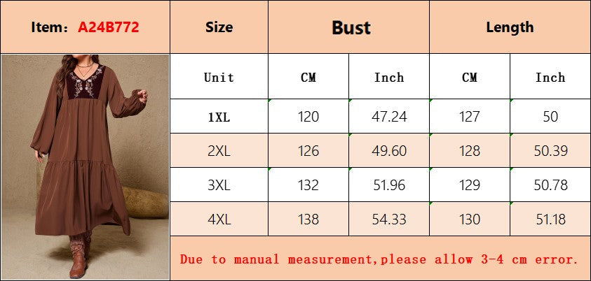 New Plus Size Women's Retro Floral Print V-Neck Maxi Dress Lantern Sleeves Ruffle Hem Loose Dress Elegant Holiday Party Dress