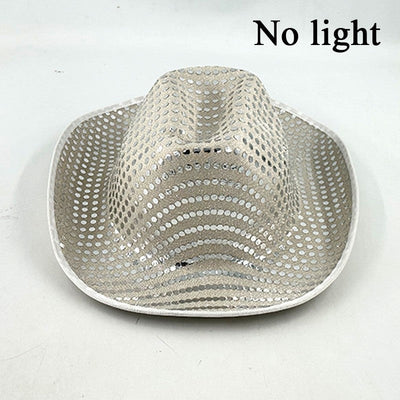Wireless LED Western Cowboy Hat Light Up Cowboy Hat Disco Bride Pink Cowgirl Hat Concert NightClub Wedding Costumes Accessories