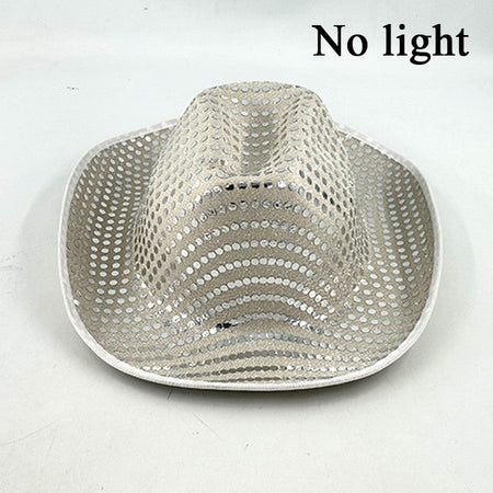 Wireless LED Western Cowboy Hat Light Up Cowboy Hat Disco Bride Pink Cowgirl Hat Concert NightClub Wedding Costumes Accessories