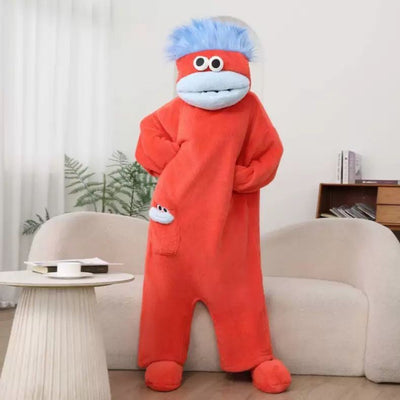 Generic Big Mouth Monster Onesie Pajamas Winter Thick Coral Fleece Ugly Cute Funny Warm Loungewear For Adults Cosplay Jumpsuit
