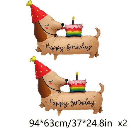 2/1pcs Birthday Cake Dachshund Balloon Cartoon Animal Themed Party Decoration Wall Decoration Festival Photography Props Gifts