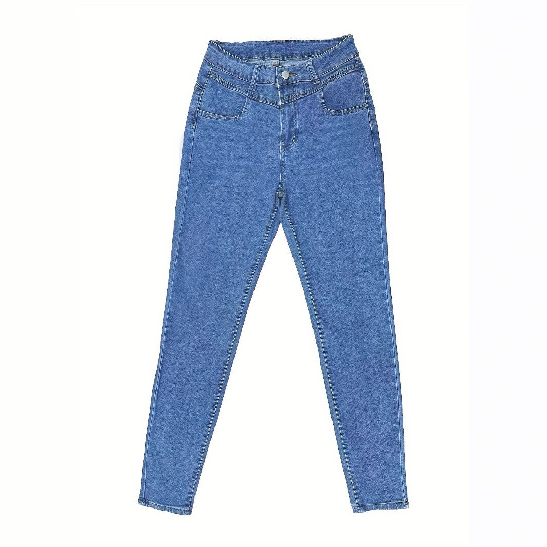 Versatile High-waist Skinny Jeans.Ladies Four Seasons New Fashion Stretch Simple Comfortable Small Leg Jeans Casual Pencil Pants