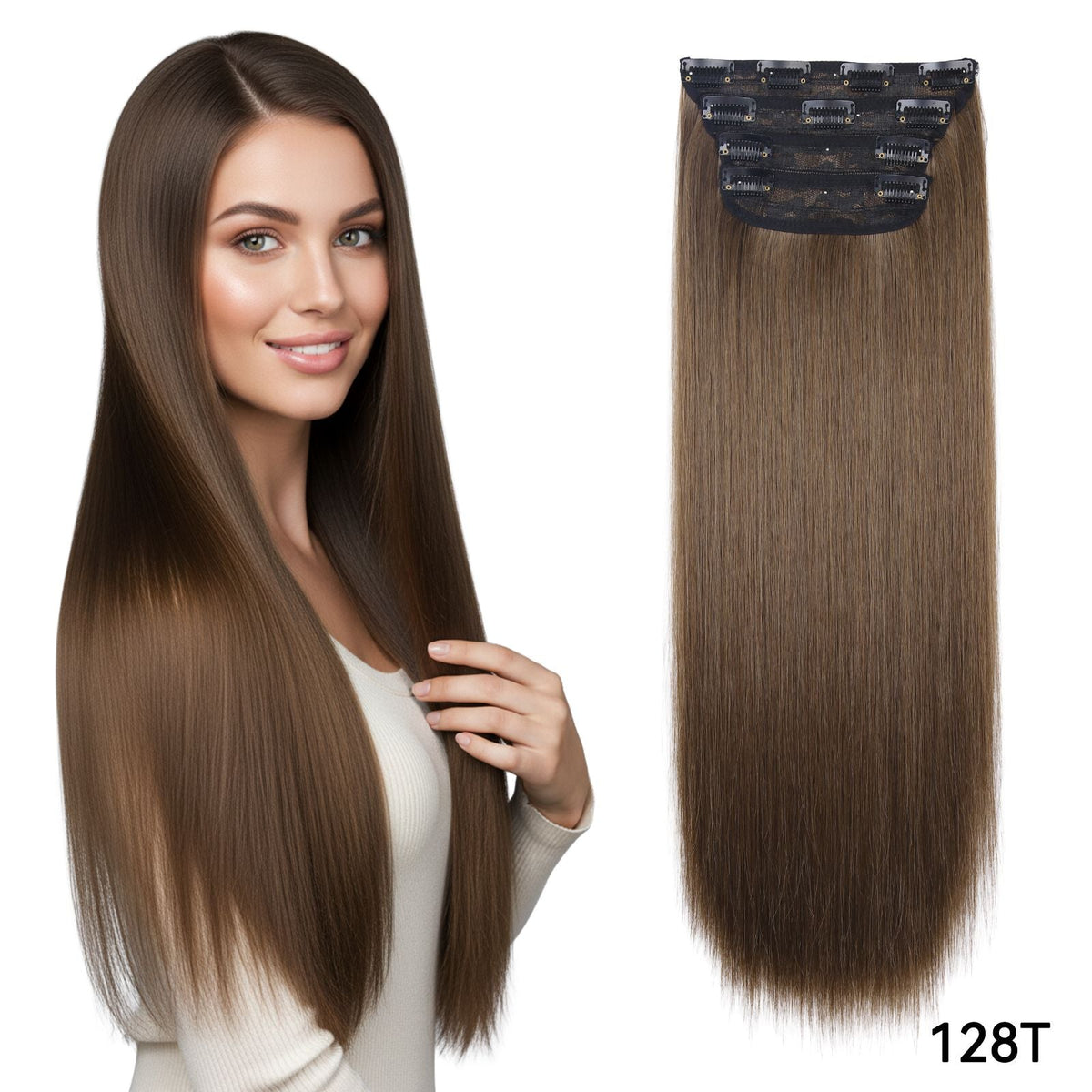 4Pcs/Set 20Inch Synthetic Hair Clip In Long Wavy Thick Hairpieces For Women Full Head Synthetic extenciones para el cabello