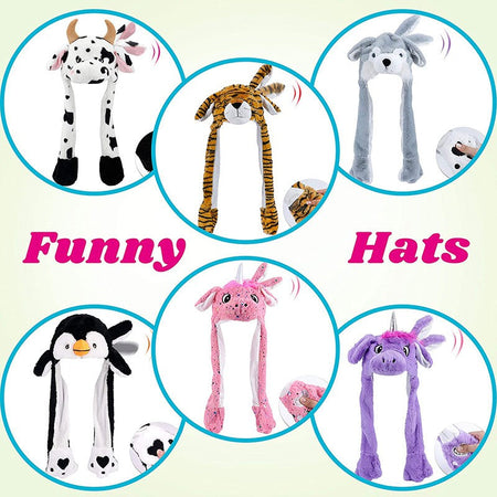 Seal Animal Ear Move Hat White Plush Bunny Ears Moving Jumping Up Toys Dress Up Funny Cosplay Party for Kids Christmas Gift