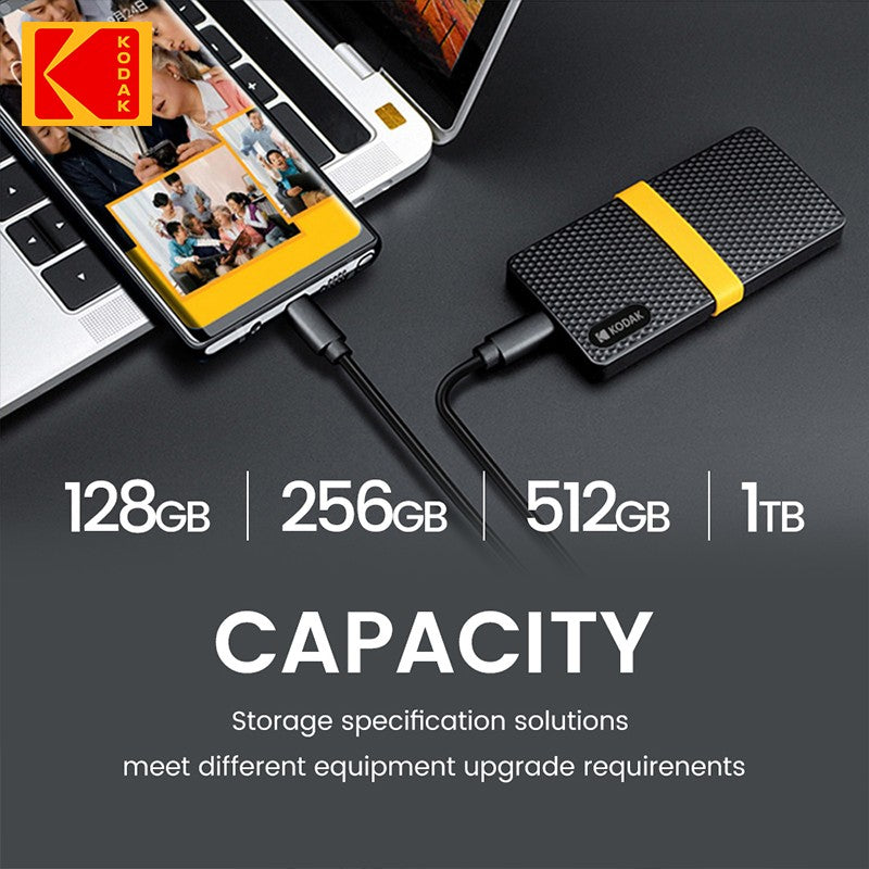 KODAK USB3.1 GEN2 SSD 1TB External Hard Drive 128GB 256GB 512GB 1TB Solid state Mini PSSD For PC laptops disco duro externo