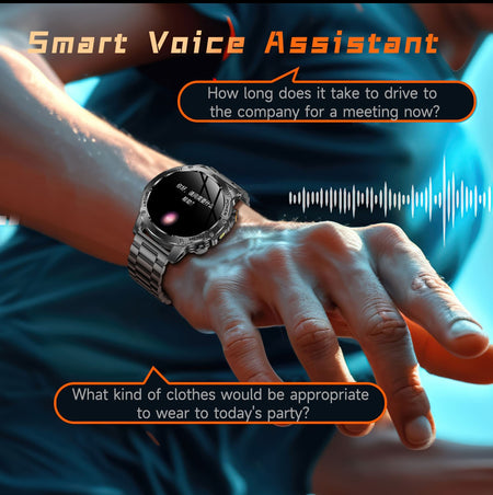 2025 New Military Smart Watch 1000Mah Battery Fitness Tracking 10ATM Waterproof Tactics Sport Flashlight call Bracelet For Men