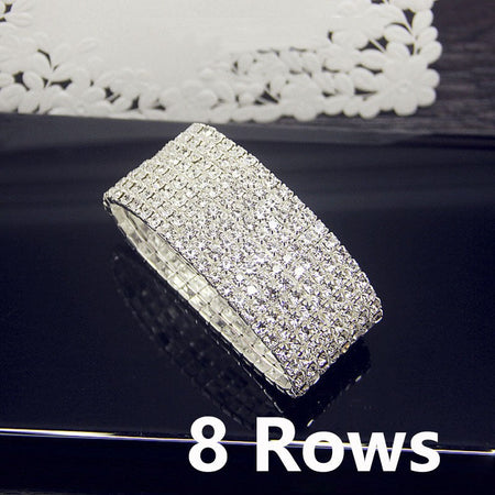 Luxury Full White AAA CZ Zircon Crystal Elastic Bracelet Bling Iced Out Rhinestone Women's Bracelet for Women Wedding Jewelry