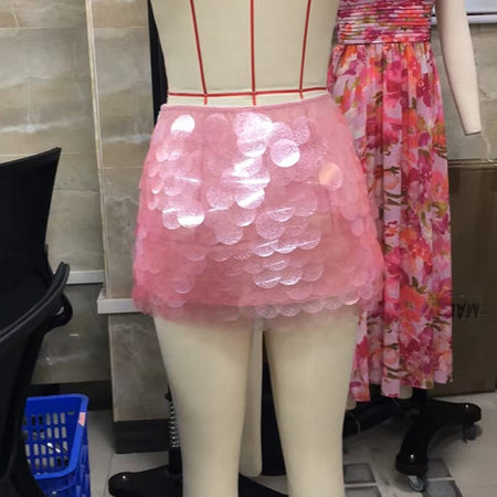 Hot Girl Party Rave Sequins Mini Skirts Women Sexy Low Rise Bodycon Skirts Y2K Coquette Sparkle Short Skirt Fashion Clubwear