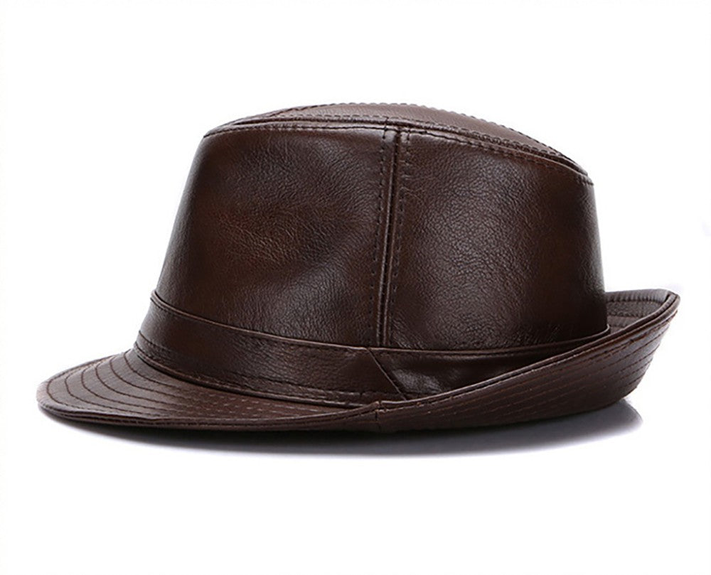 New Style Autumn Winter Warm Cowboy  100% Real Cowhide Leather Hats Men Real Genuine Cowhide Leather Top Hats Men Fashion Caps