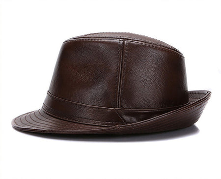 New Style Autumn Winter Warm Cowboy  100% Real Cowhide Leather Hats Men Real Genuine Cowhide Leather Top Hats Men Fashion Caps