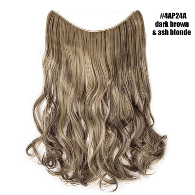 BENEHAIR Synthetic Invisible Wire No Clips In Hair Extensions Secret Fish Line Hairpieces Hair Extensions Fake Hair For Women